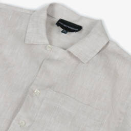 Emporio Armani-Boys Classic Beige Linen Top | Childrensalon Outlet