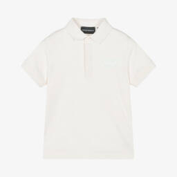 Emporio Armani-Классическая кремовая рубашка поло с логотипом для мальчиков | Childrensalon Outlet