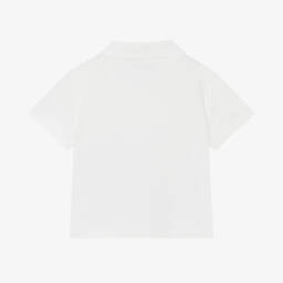 إEmporio Armani-بولو كلاسيكي أبيض من القطن للأولاد | Childrensalon Outlet