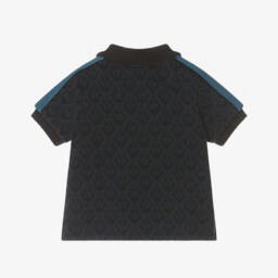 إEmporio Armani-قميص بولو للأولاد من القطن الأزرق الداكن بنقشة النسر | Childrensalon Outlet