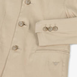 Emporio Armani-Boys Cream Linen Mandarin Jacket | Childrensalon Outlet