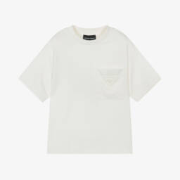 Emporio Armani-Boys Creamy Eagle Accent Tee | Childrensalon Outlet