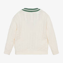 Emporio Armani-Boys Creamy Knit Button-Up Sweater | Childrensalon Outlet