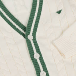 Emporio Armani-Boys Creamy Knit Button-Up Sweater | Childrensalon Outlet