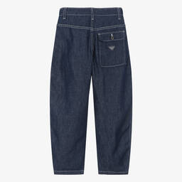 Emporio Armani-Boys Dark Blue Chambray Trousers | Childrensalon Outlet