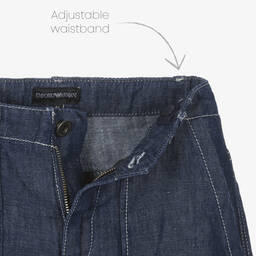Emporio Armani-Boys Dark Blue Chambray Trousers | Childrensalon Outlet