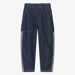 Emporio Armani-Boys Dark Blue Chambray Trousers | Childrensalon Outlet