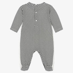 Emporio Armani-أفرول بيبي غرو قطن لون أزرق داكن وعاجي للمواليد | Childrensalon Outlet