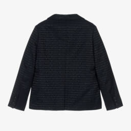 Emporio Armani-Boys Dark Blue Patterned Blazer | Childrensalon Outlet