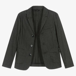 Emporio Armani-Boys Dark Grey Pinstripe Blazer | Childrensalon Outlet