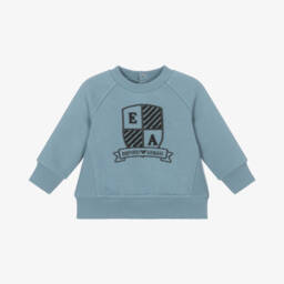 Emporio Armani-Boys Dusky Blue Crest Sweatshirt | Childrensalon Outlet