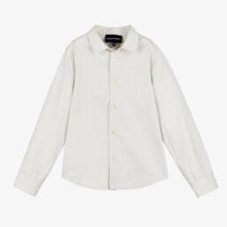 Emporio Armani-Boys Elegant Grey Cotton Shirt | Childrensalon Outlet