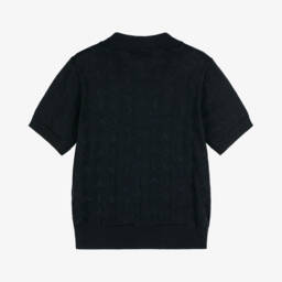 Emporio Armani-Boys Elegant Navy Knit Polo | Childrensalon Outlet