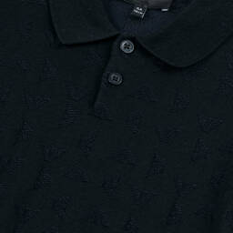 Emporio Armani-Boys Elegant Navy Knit Polo | Childrensalon Outlet