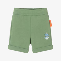 إEmporio Armani-شورت قطني أخضر للأولاد مع تصميم دب | Childrensalon Outlet