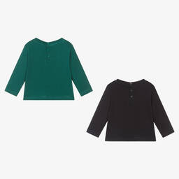Emporio Armani-Зеленый и синий топы из хлопка для мальчиков (2шт.) | Childrensalon Outlet