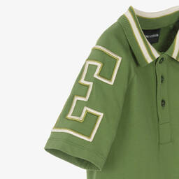 Emporio Armani-Boys Green Cotton EA Polo Shirt | Childrensalon Outlet