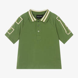 Emporio Armani-Boys Green Cotton EA Polo Shirt | Childrensalon Outlet