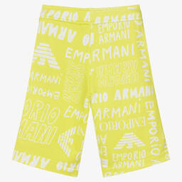 Emporio Armani-Boys Green Cotton Jersey Logo Shorts | Childrensalon Outlet