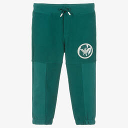 Emporio Armani-Boys Green Cotton Joggers | Childrensalon Outlet