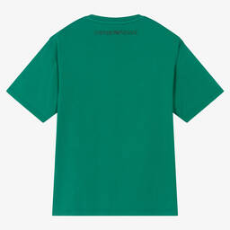 Emporio Armani-Boys Green Cotton Logo T-Shirt | Childrensalon Outlet