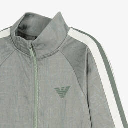 Emporio Armani-Boys Green Jacquard Zip-Up Top | Childrensalon Outlet