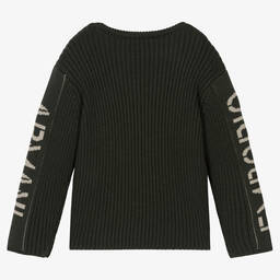 Emporio Armani-Boys Green Knitted Wool Sweater | Childrensalon Outlet