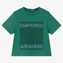 Emporio Armani T shirt vert en coton gar on
