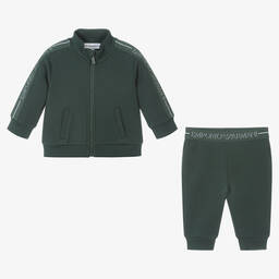 Emporio Armani-Boys Green Logo Tape Tracksuit | Childrensalon Outlet