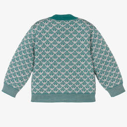 Emporio Armani-Boys Green Wool Zip-Up Top | Childrensalon Outlet