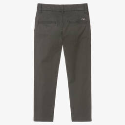 Emporio Armani-Boys Grey Chino Trousers | Childrensalon Outlet