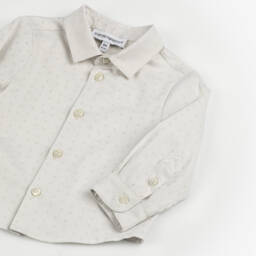 Emporio Armani-Boys Grey Cotton Logo Shirt | Childrensalon Outlet