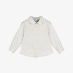 Emporio Armani-Boys Grey Cotton Logo Shirt | Childrensalon Outlet