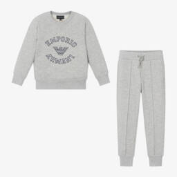 Emporio Armani-Boys Grey Jersey Tracksuit | Childrensalon Outlet