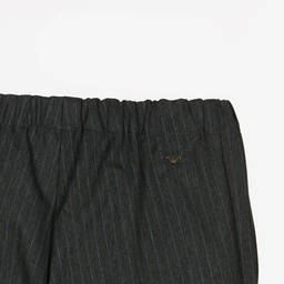Emporio Armani-Boys Grey Pinstripe Drawstring Trousers | Childrensalon Outlet