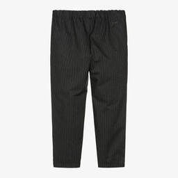 Emporio Armani-Boys Grey Pinstripe Drawstring Trousers | Childrensalon Outlet