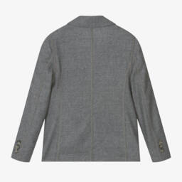 Emporio Armani-Boys Grey Wool Cashmere Blazer | Childrensalon Outlet