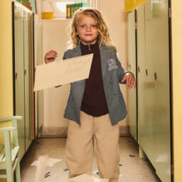 Emporio Armani-Boys Grey Wool Cashmere Blazer | Childrensalon Outlet