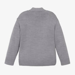 Emporio Armani-Boys Grey Wool Knit Jacket | Childrensalon Outlet