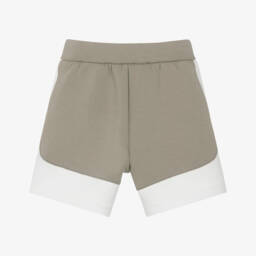 Emporio Armani-Boys Ivory-Beige Cotton Contrast Shorts | Childrensalon Outlet