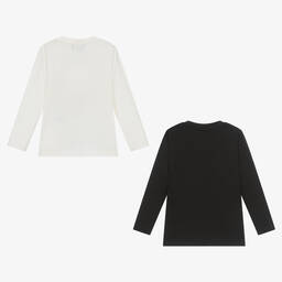 Emporio Armani-Boys Ivory & Black Cotton Tops (2 Pack) | Childrensalon Outlet