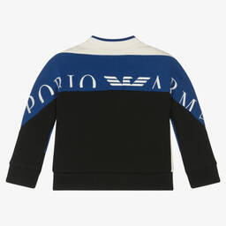 إمبوريو أرماني-سويتشيرت قطن عضوي لون عاجي وأزرق أطفال ولادي | Childrensalon Outlet