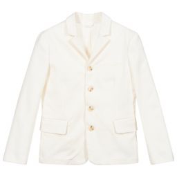 إمبوريو أرماني-جاكيت بلايزر مزيج قطن وليوسيل لون عاجي للأولاد | Childrensalon Outlet