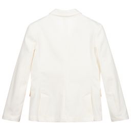 إمبوريو أرماني-جاكيت بلايزر مزيج قطن وليوسيل لون عاجي للأولاد | Childrensalon Outlet