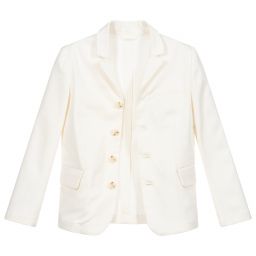 إمبوريو أرماني-جاكيت بلايزر مزيج قطن وليوسيل لون عاجي للأولاد | Childrensalon Outlet