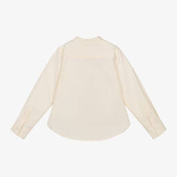 Emporio Armani-Boys Ivory Cotton Collarless Shirt | Childrensalon Outlet