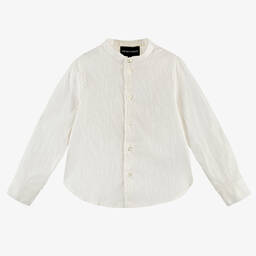 Emporio Armani-قميص قطن جاكارد لون عاجي للأولاد | Childrensalon Outlet