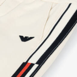 Emporio Armani-Boys Ivory Cotton Jogger Trousers | Childrensalon Outlet