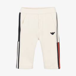 Emporio Armani-Boys Ivory Cotton Jogger Trousers | Childrensalon Outlet