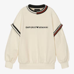 Emporio Armani-Boys Ivory Cotton Jumper | Childrensalon Outlet
